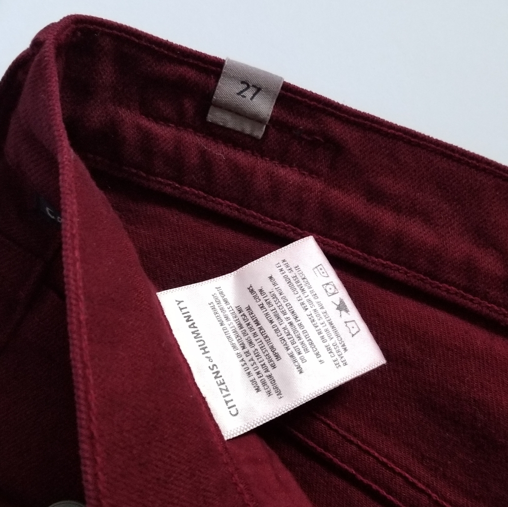 Citizen of Humanity Elsa Mid Rise Slim Crop Jeans Maroon Red Size 27 - Picture 7 of 10
